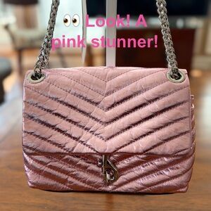 NWT Rebecca Minkoff Edie Pink Chevron Shoulder/Crossbody Bag    👀Pink Lovers 👀